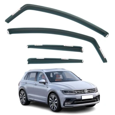 Image of Set Of 4 Wind Deflectors Compatible with VOLKSWAGEN TIGUAN MK2 5 door SUV 2016 2017 2018 2019 2020 2021 2022 2023 Models.