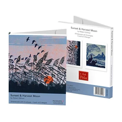 Image of Museums &amp; Galleries Wallet of Artistic Notecards (MG0203) Sunset Harvest Moon Pack 8 2 Designs