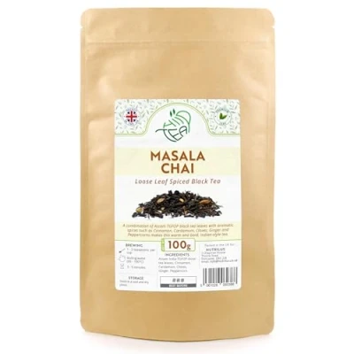 Image of Masala Chai Premium Assam Black Tea With Spices Cardamom &amp; Cinnamon Cloves Ginger Peppercorn (100g)