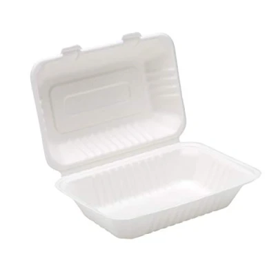 Image of Dispo 125 Bagasse lunch boxes 9&quot; x 6&quot; Party Buffet catering Wedding BBQ compostable