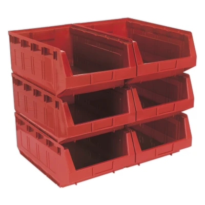 Image of Sealey Plastic Storage Bin 310 x 500 190mm Red Pack of 6