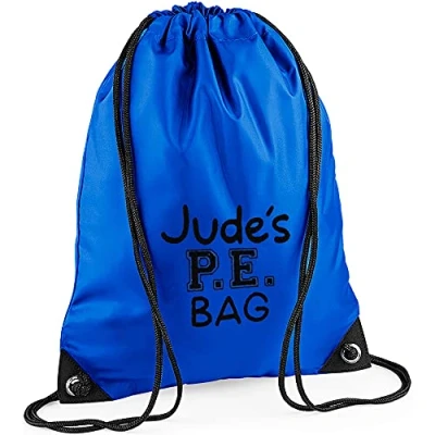Image of TeddyTs Personalised PE Bag Drawstring School Sports Kit (Royal Blue), 45cm x 33cm