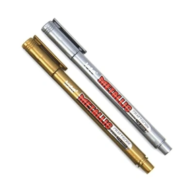 Image of Metallic Acrylic Paint Pens Create Art On Multiple Surfaces Gold &amp; Silver Markers Water Based Extra Fine Tip