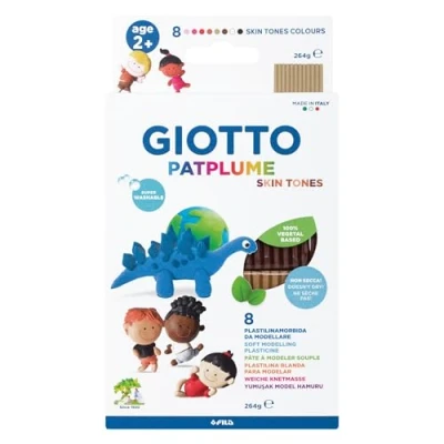 Image of GIOTTO Patplume Soft Modelling Clay, 8 Assorted Skin Tone Colours, 33g Pack, Vegetable Based Formula, Super Washable, Ideal for Children, Parties and Schools