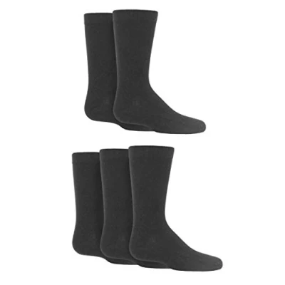 Image of SockShop Boys and Girls 5 Pair Plain Bamboo Socks with Comfort Cuff Handlinked Toes Grey 9 12 Kids (4 7 Years)