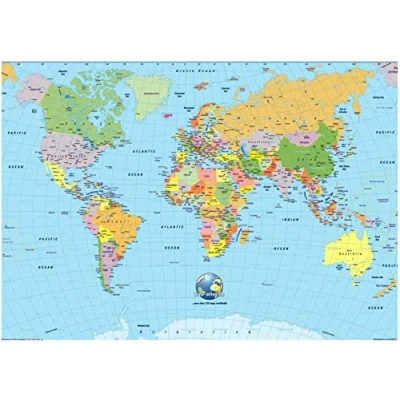 Image of World Map Globe Travel Background Wallpaper A4 Personalised Easy Peel PRECUT Icing Sheet Cake Topper Birthday