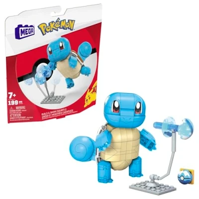 Image of MEGA Pokémon Building Toys Set Build &amp; Show Squirtle with 199 Pieces, Articulated and Poseable, 4 Inches Tall, for Kids, GYH00