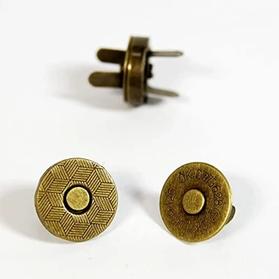 Image of Bronze Magnetic Snap Fasteners Closures &amp; Buttons, Purse Bag, Sewing Leather Findings (Pack of 2, 4mm x 14mm Strong Magnetic)