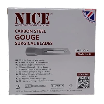 Image of 50 x NICE No.8 Gouge Sterile Carbon Steel Blades GCS8 for Manicure and Pedicure