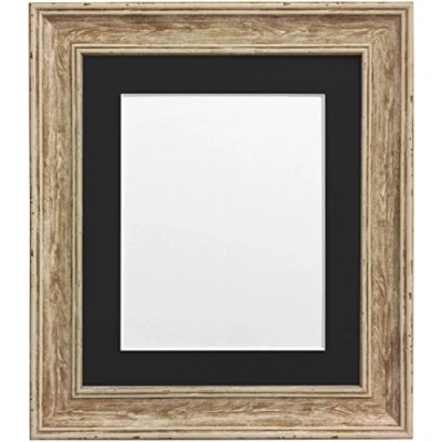 Image of FRAMES BY POST Scandi Distressed Wood Picture Photo Frame with Black Mount 24 x 18 Image Size 12 Inch