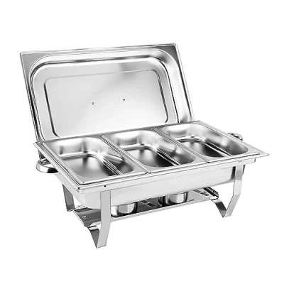 Image of Buffet Server Food Warmer Stainless Steel Chafing Dish with Lid for Catering and Banquet Keep Warm Easily