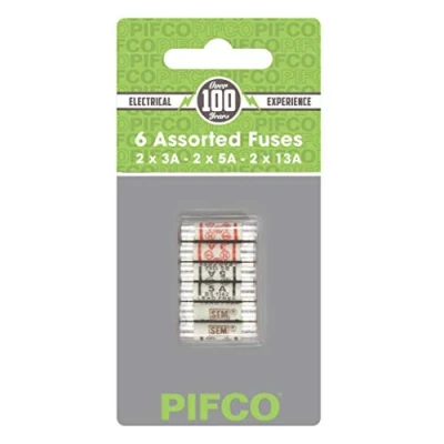 Image of PIFCO Fuse Pack Assorted 6 Pack, 2 x 3A, 5A, 13A ELA1158