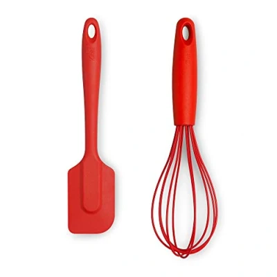 Image of Zeal JSET22R Non Stick Silicone Balloon Whisk &amp; Spatula 2 Piece Set Red