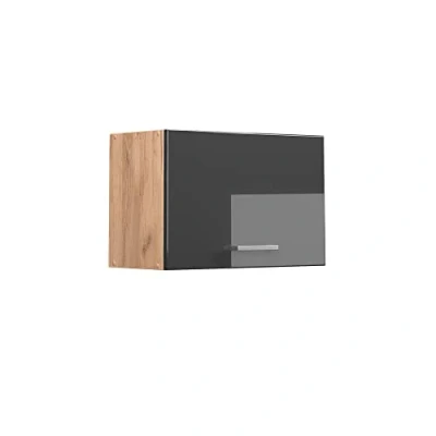 Image of Vicco Wall cabinet Raul, Anthracite high gloss/Gold power oak, 60 cm Flat