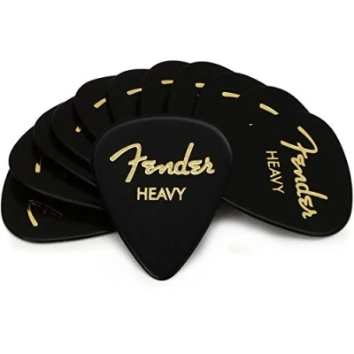 Image of Fender® 351 Shape Classic Picks Celluloid Plectrums Pack of 12 Thickness Heavy Black