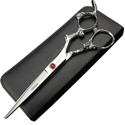 Image of Upscale Professional 6 inch Japan 440c Gem Dragon Hair Scissors Set Cutting Shears thinning sissors Barber Hairdressing (Cutting Scissors)