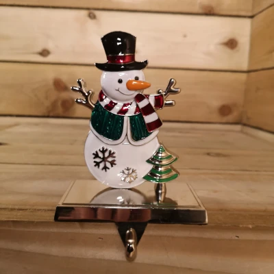 Image of 17 cm Snowman In A Top Hat And Scarf Festive Christmas Tree Stocking Hanger Colour