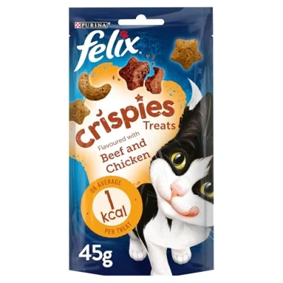 Image of Felix Crispies Cat Treats Beef and Chicken 45g, Pack of 8