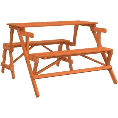 Image of vidaXL Picnic Table with Benches Solid Wood Fir 2 in 1 Convertible