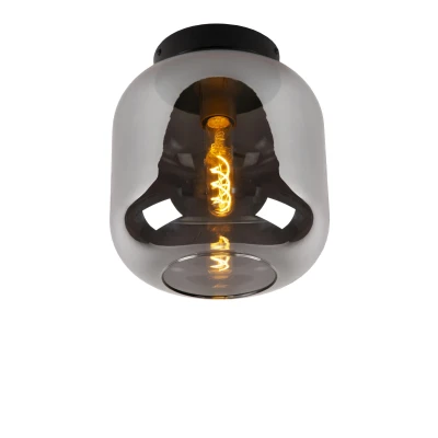 Image of Joanet Modern Flush Ceiling Light Ø 25cm 1xE27 Smoke Grey