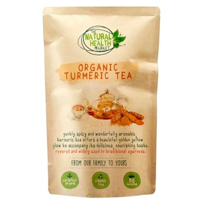 Image of Organic Turmeric Tea Bags By The Natural Health Market Gold Curcuma Longa Herbal Pure Root (50 Bags)