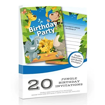 Image of Olivia Samuel 20 x Jungle Themed Animal Birthday Party Invitations from Ready to Write with Envelopes