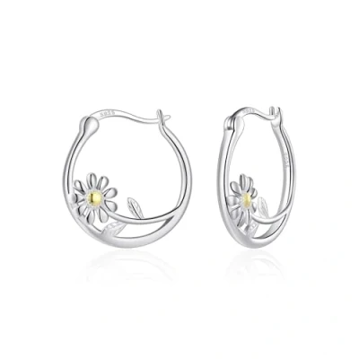 Image of Philip Jones Sterling Silver Daisy Hoop Earrings
