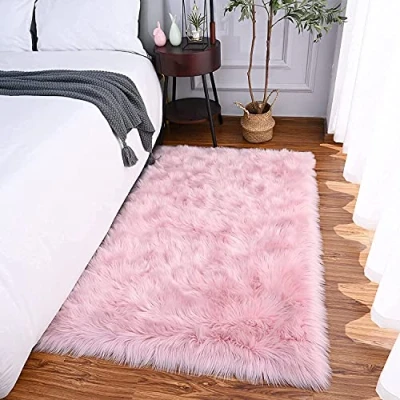 Image of HEQUN Faux Fur Rug, Fluffy Shaggy Rugs,Faux Sheepskin Rugs Floor Carpet for Bedrooms Living Room Kids Rooms Decor (80 X 180 CM Square)