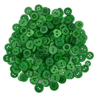 Image of celloexpress Tiny Green Mixed Sizes of Various Buttons for Sewing and Crafting Pack 50g