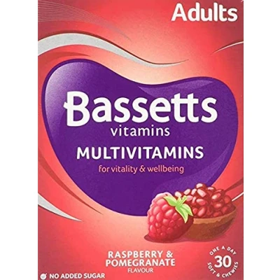 Image of 2 X Bassetts Raspberry and Pomegranate Adult Multivitamin Chewies Pack of 30
