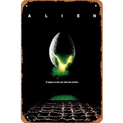 Image of Alien (1979) Movie Poster Vintage Tin Sign Retro Metal for Cafe Bar Office Home Wall Decor Gift 12 X 8 inch