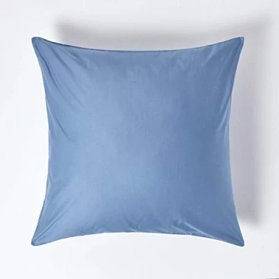 Image of HOMESCAPES 1000 Thread Count Egyptian Cotton Blue 80 x cm Pillowcase Euro Size Luxury Pillow Case