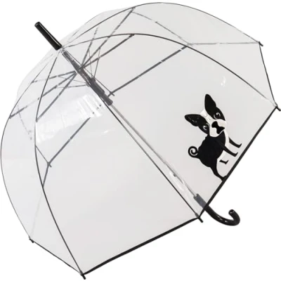 Image of Transparent Umbrella with French Bulldog Print, Automatic Dome Large Protection Diameter 85 cm, Dog Print