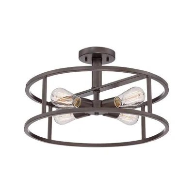 Image of New Harbor 4 Light Semi Flush Ceiling Western Bronze, E27