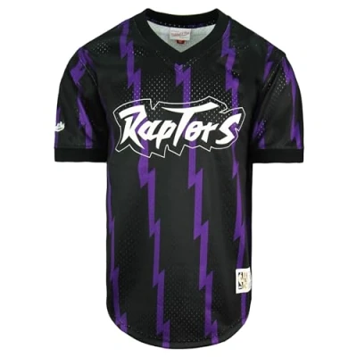 Image of Mitchell &amp; Ness Mens Michtell NBA Toronto Raptors Wordmark Mesh T Shirt Purple Size Medium