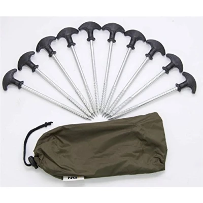 Image of 10 x Heavy Duty Fishing Bivvy Camping Tent Peg Shelters Brolly 20cm Pegs + 2 FREE