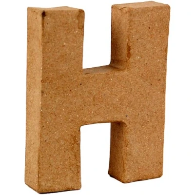 Image of Country Love Crafts 4 inch/ 10cm 3D Letter H Papier Mache, Beige