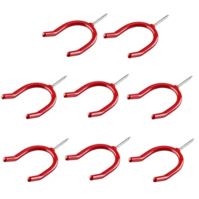 Image of TERF® Tool Hook Screw in Hooks Storage Shed Garage Utility Multi Purpose Set Heavy Duty Wall Mount Vinyl Coated Household for Garden Tools Pack of 8