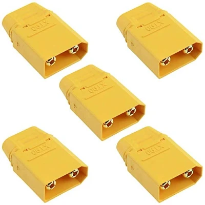 Image of 5 x Male XT90 Gold Plated Connector with Cap 40A Amass