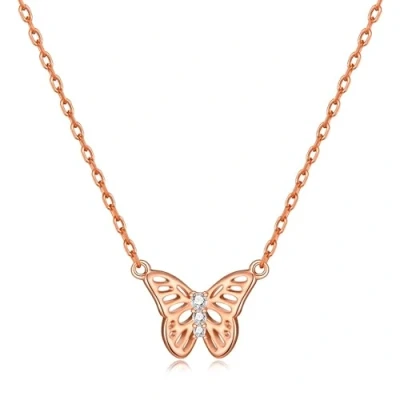 Image of Philip Jones Rose Gold Plated Butterfly Necklace Created with Zircondia® Crystals