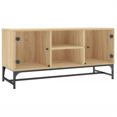 Image of vidaXL TV Cabinet with Glass Doors Sonoma Oak 102x37x50 cm