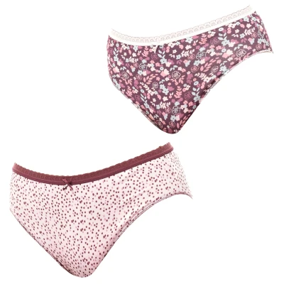Image of Janira Womens Pack of 2 Brislip Coquettes Cotton Panties JPB3 Women Bordo Size Medium