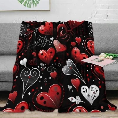 Image of Love Microfiber Printed Flannel Throw Blanket 3D Design Bed Soft Warm Sport Bedding for Couch Kids Teens Adults 40x50inch(100x130cm)
