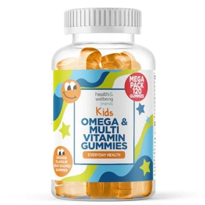 Image of Omega 3 and Multivitamin for Children, 120 Gummies Kids Orange Flavour 9 Essential Vitamins + Minerals, Vitamin C D A &amp; B Children Pack of Chewable by Club Vits