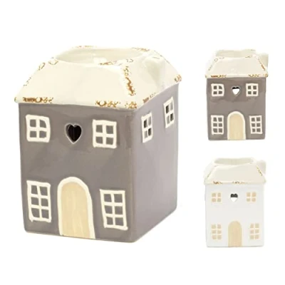 Image of Essential Oil Diffuser House Shaped Fragrance Burner Ceramic Wax Melt Tealight Candle Holder Aroma Lamp Colour Varies One Supplied