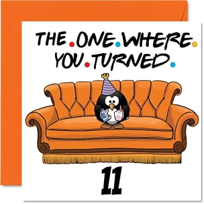 Image of Fun 11th Birthday Cards for Boys Girls The One Where Funny Card Son Daughter Brother Sister Grandson Granddaughter Niece Nephew, 145mm x Greeting Cards,