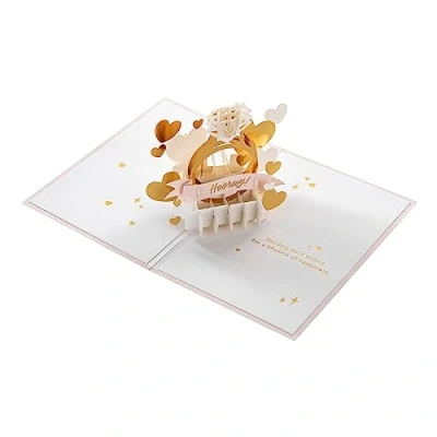 Image of Hallmark Engagement Card, Celebration, Congratulations, 3D Gold Ring, Pop Up Design, Hearts, Love