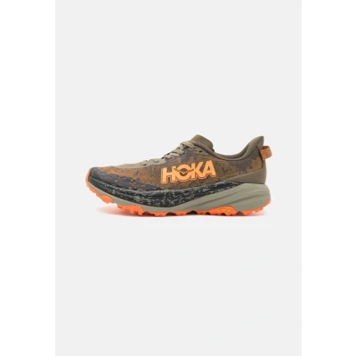 Image of HOKA Speedgoat 6 Trail running shoes, Men&#039;s, Size: 9.5, Antique olive/squash Textile/synthetics