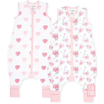 Image of Mama Cheetah Toddler Sleep Sack with Feet 6 18 M, 1.0 TOG Organic Cotton Baby Sleeping Bag Legs, Wearable Blankets for Walkers w/ 2 Way Zipper, Girls &amp; Boys, Early Walker