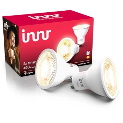 Image of Innr Zigbee GU10 Smart Bulb, Works with Hue*, Amazon Echo 4th Gen., Alexa (Bridge Required), LED Light Bulbs Warm White, Dimmable, 460 Lumen, 2 Pack